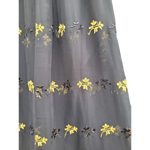 Vintage Black Gold‎ Sheer Baroque Embroidered Gathered Zipper Back Maxi Skirt - Picture 6 of 11